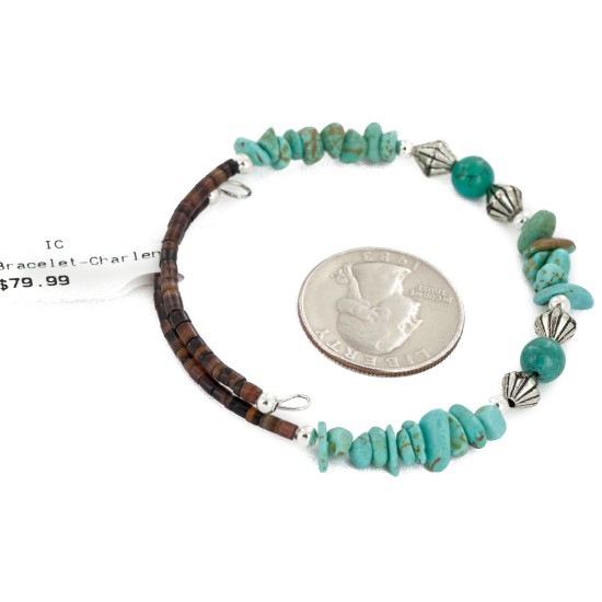 Certified Authentic Navajo Natural Turquoise Heishi Adjustable Wrap Native American Bracelet 12882 Certified Authentic Navajo Natural Turquoise Heishi Adjustable Wrap Native American Bracelet 12882