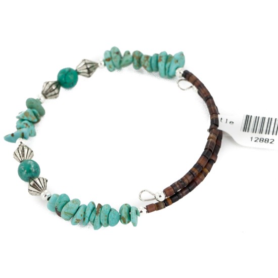 Certified Authentic Navajo Natural Turquoise Heishi Adjustable Wrap Native American Bracelet 12882 Certified Authentic Navajo Natural Turquoise Heishi Adjustable Wrap Native American Bracelet 12882
