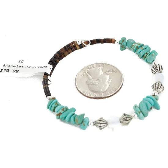 Navajo Natural Turquoise Opalite Heishi Adjustable Wrap Bracelet NB151115000204