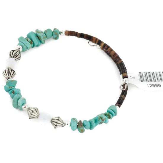 Navajo Natural Turquoise Opalite Heishi Adjustable Wrap Bracelet NB151115000204