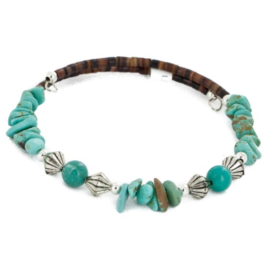 Certified Authentic Navajo Natural Turquoise Heishi Adjustable Wrap Native American Bracelet 12882 Certified Authentic Navajo Natural Turquoise Heishi Adjustable Wrap Native American Bracelet 12882