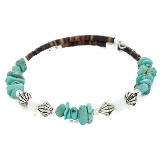 Navajo Natural Turquoise Opalite Heishi Adjustable Wrap Bracelet NB151115000204