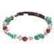 Certified Authentic Navajo Natural Turquoise Red Jasper Heishi Adjustable Wrap Native American Bracelet  12883