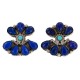 Handmade Certified Authentic Petit Point Zuni .925 Sterling Silver Natural Turquoise and Lapis Stud Native American Earrings 15823