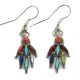 Handmade Certified Authentic Zuni .925 Sterling Silver Natural Multicolor Dangle Native American Earrings 27137