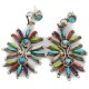 Handmade Certified Authentic Zuni .925 Sterling Silver Natural Multicolor Dangle Native American Earrings 27159
