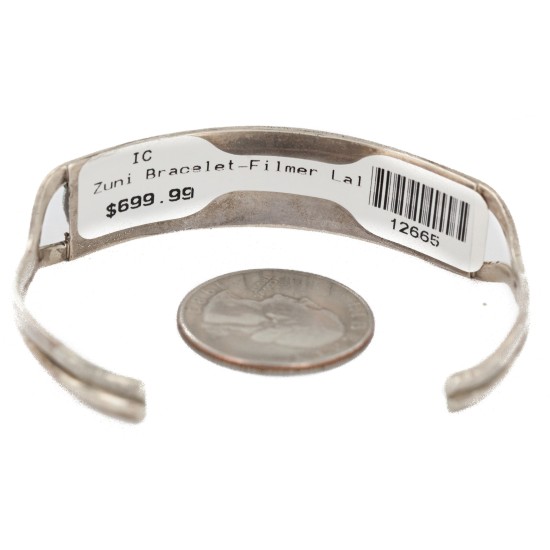 Handmade Certified Authentic Zuni .925 Sterling Silver Natural Turquoise Multicolor Native American Bracelet 12665-0 Handmade Certified Authentic Zuni .925 Sterling Silver Natural Turquoise Multicolor Native American Bracelet 12665-0