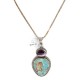 .925 Sterling Silver Handmade Certified Authentic Natural Turquoise and Purple Spiny Oyster Native American Necklace 10053-0 .925 Sterling Silver Handmade Certified Authentic Natural Turquoise and Purple Spiny Oyster Native American Necklace 10053-0