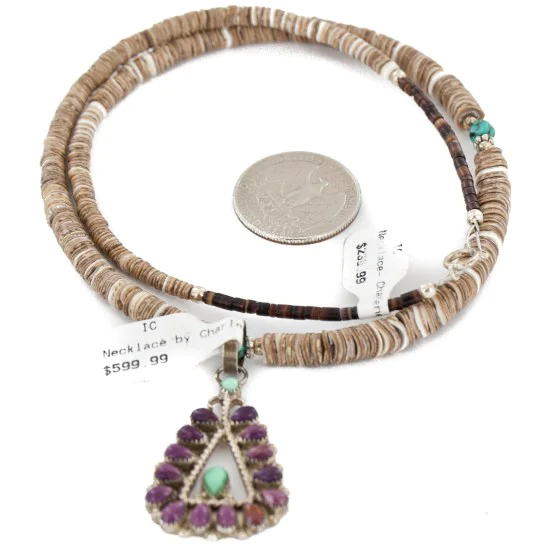 Handmade Certified Authentic Zuni .925 Sterling Silver Petit Point Natural Sugilite Turquoise Native American Necklace 24317-25265-3 Handmade Certified Authentic Zuni .925 Sterling Silver Petit Point Natural Sugilite Turquoise Native American Necklace 24317-25265-3