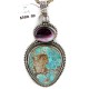 .925 Sterling Silver Handmade Certified Authentic Natural Turquoise and Purple Spiny Oyster Native American Necklace 10053-0 .925 Sterling Silver Handmade Certified Authentic Natural Turquoise and Purple Spiny Oyster Native American Necklace 10053-0