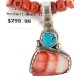 .925 Sterling Silver Handmade Certified Authentic Navajo Natural Turquoise Spiny Oyster Coral Native American Necklace 15926-25276