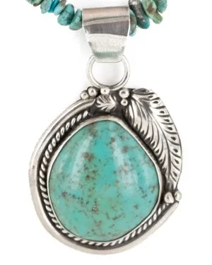 .925 Sterling Silver Handmade Certified Authentic Navajo Turquoise Native American Necklace 14987-16070 .925 Sterling Silver Handmade Certified Authentic Navajo Turquoise Native American Necklace 14987-16070