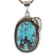 Feather Certified Authentic .925 Sterling Silver Handmade Navajo Natural Turquoise Native American Necklace 14996