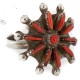 Handmade Petit Point Zuni Certified Authentic .925 Sterling Silver Coral Native American Ring  16275