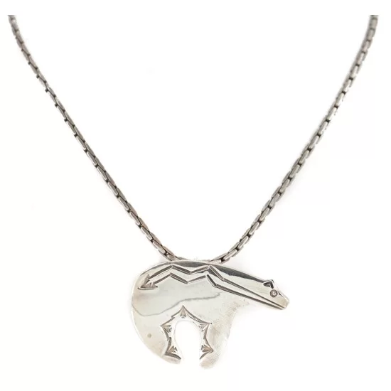 Bear Certified Authentic Navajo .925 Sterling Pin and Pendant Native American Necklace 24268-102261 Bear Certified Authentic Navajo .925 Sterling Pin and Pendant Native American Necklace 24268-102261