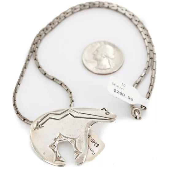 Bear Certified Authentic Navajo .925 Sterling Pin and Pendant Native American Necklace 24268-102261 Bear Certified Authentic Navajo .925 Sterling Pin and Pendant Native American Necklace 24268-102261