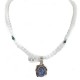 .925 Sterling Silver Handmade Certified Authentic Navajo Natural Turquoise Lapis Quartz Native American Necklace 12817-16083-2
