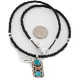 .925 Sterling Silver Handmade Certified Authentic Navajo Natural Turquoise Coral Black Onyx Native American Necklace 12556-8-16083-4
