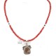 .925 Sterling Silver Handmade Certified Authentic Navajo Natural Turquoise Coral Native American Necklace 12816-16083