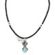 .925 Sterling Silver Handmade Certified Authentic Navajo Natural Turquoise Snowflake stone Black Onyx Native American Necklace 14124-19-16083-3