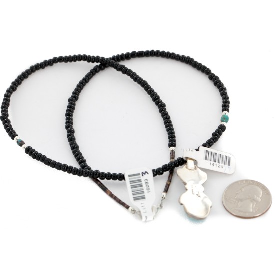 .925 Sterling Silver Handmade Certified Authentic Navajo Natural Turquoise Snowflake stone Black Onyx Native American Necklace 14124-19-16083-3 .925 Sterling Silver Handmade Certified Authentic Navajo Natural Turquoise Snowflake stone Black Onyx Native American Necklace 14124-19-16083-3