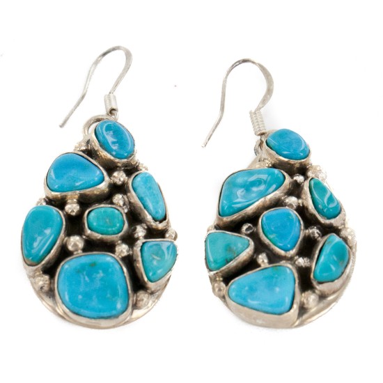 Handmade Certified Authentic Navajo .925 Sterling Silver Natural Turquoise Set Native American Necklace Earrings 15783-17903