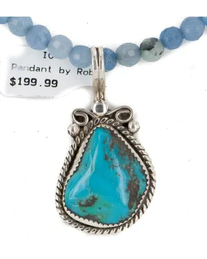 .925 Sterling Silver Handmade Certified Authentic Navajo Natural Turquoise Blue Quartz Native American Necklace 24394-2-16083-7 .925 Sterling Silver Handmade Certified Authentic Navajo Natural Turquoise Blue Quartz Native American Necklace 24394-2-16083-7