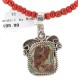 .925 Sterling Silver Handmade Certified Authentic Navajo Natural Turquoise Coral Native American Necklace 12816-16083