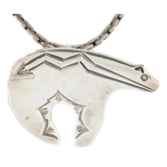 Bear Certified Authentic Navajo .925 Sterling Pin and Pendant Native American Necklace 24268-102261 Bear Certified Authentic Navajo .925 Sterling Pin and Pendant Native American Necklace 24268-102261