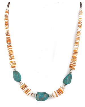 Certified Authentic Navajo .925 Sterling Silver Natural Graduated Spiny Oyster Turquoise Native American Necklace 34060 Certified Authentic Navajo .925 Sterling Silver Natural Graduated Spiny Oyster Turquoise Native American Necklace 34060