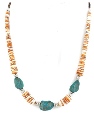 Certified Authentic Navajo .925 Sterling Silver Natural Graduated Spiny Oyster Turquoise Native American Necklace 34060 Certified Authentic Navajo .925 Sterling Silver Natural Graduated Spiny Oyster Turquoise Native American Necklace 34060