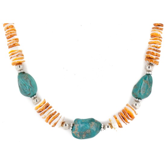 Certified Authentic Navajo .925 Sterling Silver Natural Graduated Spiny Oyster Turquoise Native American Necklace 34060 Certified Authentic Navajo .925 Sterling Silver Natural Graduated Spiny Oyster Turquoise Native American Necklace 34060