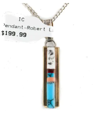 Nickel Handmade Certified Authentic Navajo Inlay Natural Turquoise Coral Native American Necklace 24405-1 Nickel Handmade Certified Authentic Navajo Inlay Natural Turquoise Coral Native American Necklace 24405-1