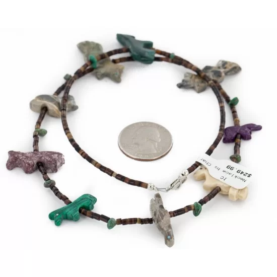 Certified Authentic Navajo .925 Sterling Silver Natural Turquoise Multicolor Stones Native American Necklace 16084-3 Certified Authentic Navajo .925 Sterling Silver Natural Turquoise Multicolor Stones Native American Necklace 16084-3