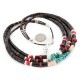 Certified Authentic 3 Strand Navajo .925 Sterling Silver Natural Turquoise Heishi Coral Native American Necklace 16085