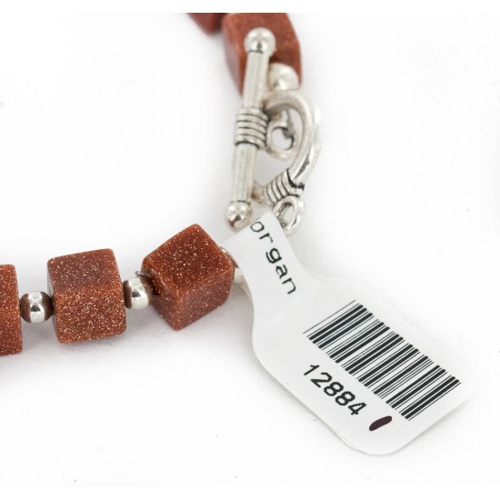 Certified Authentic Navajo Natural Goldstone Native American Bracelet 12884-1 Certified Authentic Navajo Natural Goldstone Native American Bracelet 12884-1
