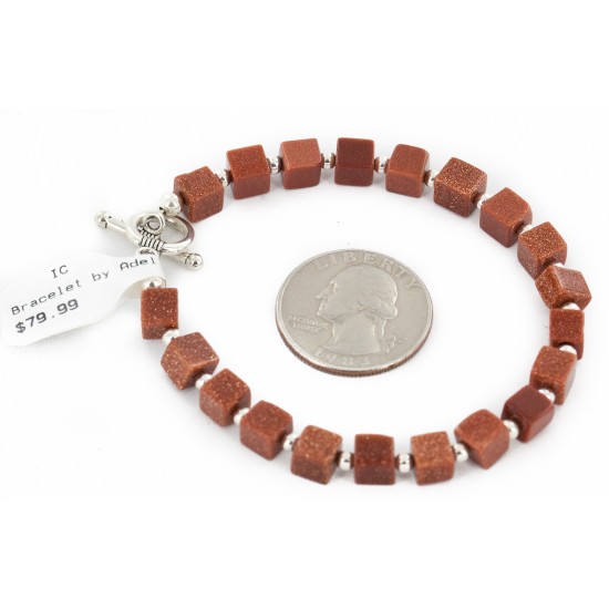 Certified Authentic Navajo Natural Goldstone Native American Bracelet 12884-1 Certified Authentic Navajo Natural Goldstone Native American Bracelet 12884-1