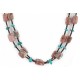 Certified Authentic 2 Strand Navajo .925 Sterling Silver Natural Turquoise Pink Charoite Native American Necklace 25283-2