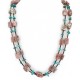 Certified Authentic 2 Strand Navajo .925 Sterling Silver Natural Turquoise Pink Charoite Native American Necklace 25283-2
