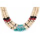 Certified Authentic 3 Strand Navajo .925 Sterling Silver Natural Turquoise Coral Graduated Melon Shell Native American Necklace 16086-2