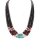 Certified Authentic 3 Strand Navajo .925 Sterling Silver Natural Turquoise Heishi Coral Native American Necklace 16085