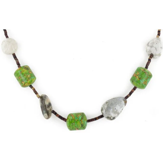 Certified Authentic Navajo .925 Sterling Silver Natural Jasper and Composite Gaspeite Native American Necklace 16087 Certified Authentic Navajo .925 Sterling Silver Natural Jasper and Composite Gaspeite Native American Necklace 16087