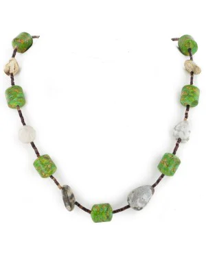 Certified Authentic Navajo .925 Sterling Silver Natural Jasper and Composite Gaspeite Native American Necklace 16087 Certified Authentic Navajo .925 Sterling Silver Natural Jasper and Composite Gaspeite Native American Necklace 16087