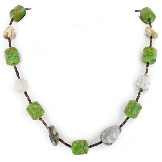 Certified Authentic Navajo .925 Sterling Silver Natural Jasper and Composite Gaspeite Native American Necklace 16087 Certified Authentic Navajo .925 Sterling Silver Natural Jasper and Composite Gaspeite Native American Necklace 16087