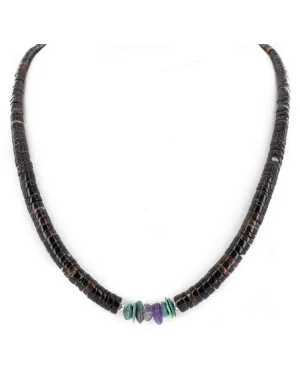 Certified Authentic Navajo .925 Sterling Silver Natural Turquoise Heishi Amethyst Native American Necklace 25285-1 Certified Authentic Navajo .925 Sterling Silver Natural Turquoise Heishi Amethyst Native American Necklace 25285-1