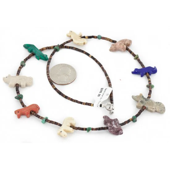 Certified Authentic Navajo .925 Sterling Silver Natural Turquoise Heishi Multicolor Stones Native American Necklace 16084-1 Certified Authentic Navajo .925 Sterling Silver Natural Turquoise Heishi Multicolor Stones Native American Necklace 16084-1