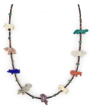 Certified Authentic Navajo .925 Sterling Silver Natural Turquoise Heishi Multicolor Stones Native American Necklace 16084-1