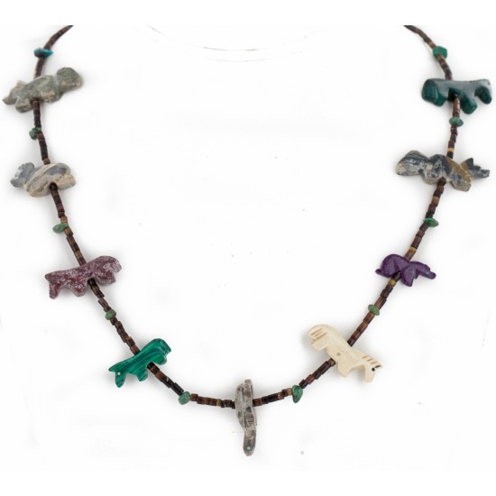 Certified Authentic Navajo .925 Sterling Silver Natural Turquoise Multicolor Stones Native American Necklace 16084-3 Certified Authentic Navajo .925 Sterling Silver Natural Turquoise Multicolor Stones Native American Necklace 16084-3