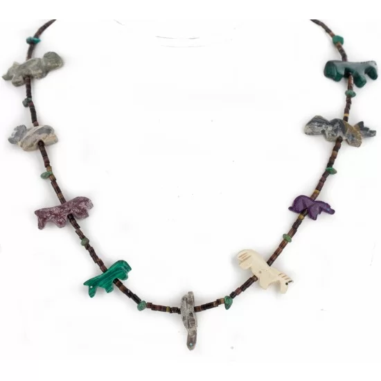 Certified Authentic Navajo .925 Sterling Silver Natural Turquoise Multicolor Stones Native American Necklace 16084-3 Certified Authentic Navajo .925 Sterling Silver Natural Turquoise Multicolor Stones Native American Necklace 16084-3