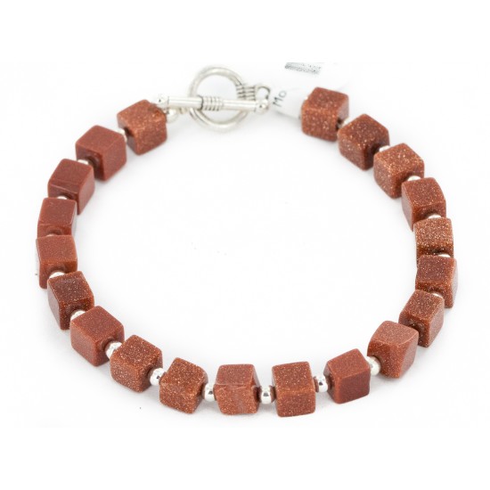 Certified Authentic Navajo Natural Goldstone Native American Bracelet 12884-1 Certified Authentic Navajo Natural Goldstone Native American Bracelet 12884-1